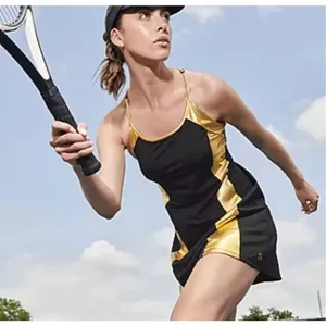 Sports Illustrated gold & black M racerback tennis dress thumbnail 2