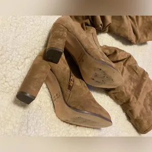 Over the knee faux suede boots. Tan Size 10 thumbnail 4