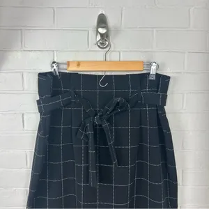 Liz Claiborne Career Black Windowpane Tie Waist Skirt Size 14 thumbnail 6