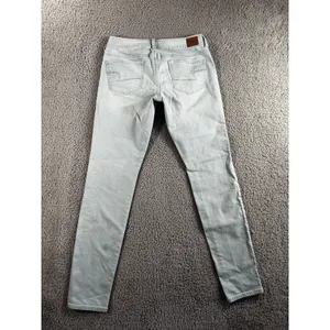 American Eagle Jeans Women 4 Regular Low Rise‎ Skinny Green Denim Pants thumbnail 2