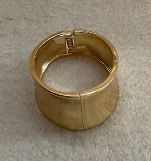 Polished Gold Wide Hinged Cuff Bracelet - Women Jewelry thumbnail 1