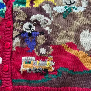 Vintage Handknit Lecomte Red Christmas Sweater Vest Women Size M Holiday thumbnail 2