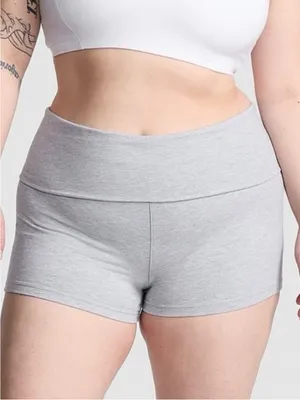 Victoria’s Secret PINK All-Day Cotton Foldover 3” Bike Shorts Heather Grey Large thumbnail 5