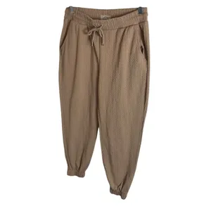 One Step Up Textured Tan Joggers | XL High-Waist Neutral Track Pants thumbnail 10