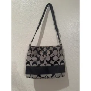 Coach Signature Stripe File Crossbody Zip Shoulder Bag F19220 Black Vintage Y2K thumbnail 2