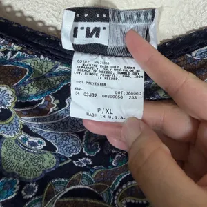 IN Studio San Francisco Paisley Midi Skirt Navy Blue Lettuce Edge XL thumbnail 5