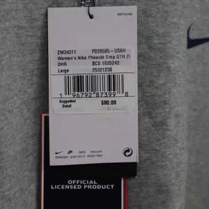Nike Womens USA Hockey Phoenix Crop Quarter Zip Grey Sweatshirt Large thumbnail 4