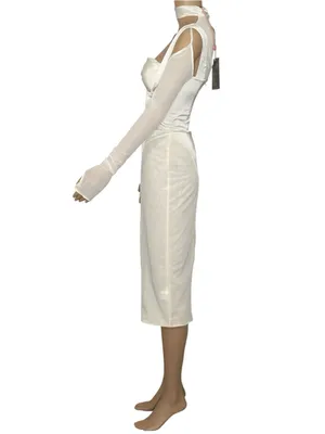 HOUSE OF CB Talika Corset Midi Dress, Ivory, XS thumbnail 5