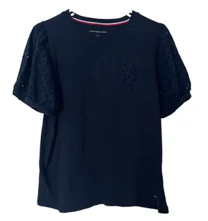 Tommy Hilfiger Top Size M Eyelet Lace Pocket Navy Blue thumbnail 1