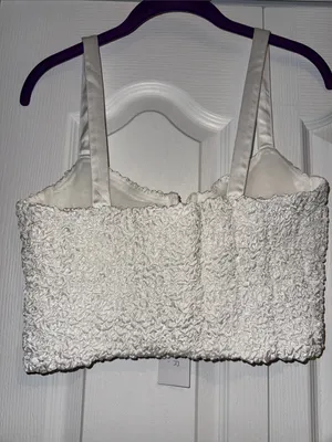 Astr White Textured Bustier Crop Top with Underwire thumbnail 6