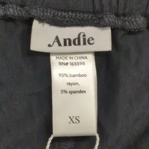 NWT Andie The Wide Leg Pant Black Elastic Drawstring Lounge XS thumbnail 5