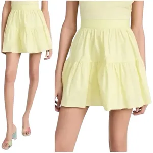 STAUD Tiered Cotton Sea Mini Skirt Sunray‎ Pale Yellow $175 NEW 6 - M thumbnail 2