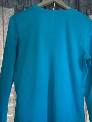 Nike Dri Fit Regular Fit Teal V-Neck Long Sleeve Athletic Top Size Medium thumbnail 11