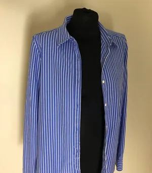 LL Bean Blue and White Striped Button thumbnail 1