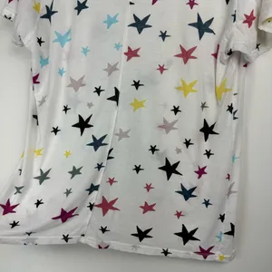 Monrow Womens Vneck Colorful Star Print Tshirt Sz Large Cotton thumbnail 13