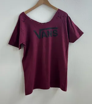 Vans Burgundy Off the Shoulder Tee thumbnail 1