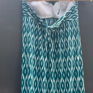 Robin Piccone Maxi Dress Women's Large Blue White Geometric Halter Stretch thumbnail 6