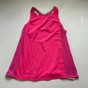 Lululemon Hot Pink Racerback Tank Top Size 6 | Built-In Bra Mesh Back Activewear thumbnail 1