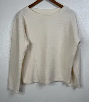 Maeve by Anthropologie‎ Cream Long Sleeve Textured Top Size Small thumbnail 1