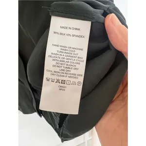 Quince Silk Blouse Olive Green V Neck 3/4 Sleeve Pintuck Stretch Top- XS thumbnail 3