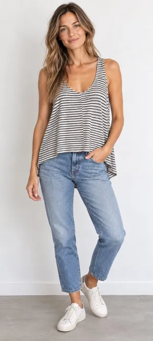 🤍 Madewell Striped Swing Tank Top Size XL 🤍 thumbnail 1