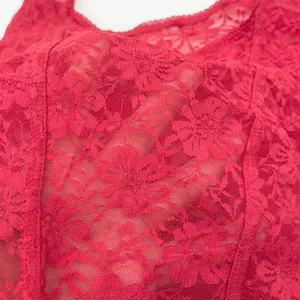 Romantic Sheer Lace Cami Top Large Red Square Neck Coquette Festival‎ Grunge Y2K thumbnail 6
