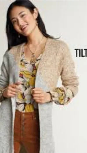 Cabi Tilt Cardigan Sweater Style 3886 Gray Camel Sz Small thumbnail 1