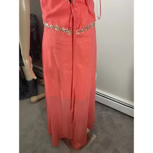 May Queen Couture 10 Pink Strappy Rhinestone‎ Accent Maxi Chiffon Formal Dress thumbnail 4