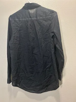 Sheer Black Button Up Blouse Womens Small Long Sleeve See Through Collared Top thumbnail 2