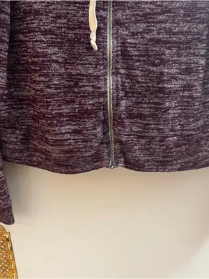 American Eagle Women's Marled burgundy wine red Zip-Front Hoodie crop top small thumbnail 5