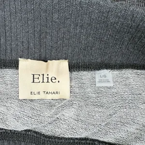 Elie‎ Tahari Maxi Skirt Large Gray Knit Sweater Pull On Elastic Waist Stretch thumbnail 5