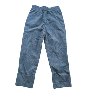 Zara Blue‎ High Waisted Elastic Waist Cuffed Straight Leg Pants Womens Small thumbnail 3
