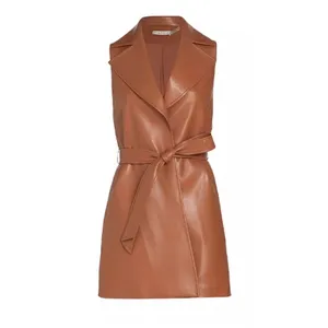 Alice +‎ Olivia NWT Rozlynn Camel Vegan Leather Belted Vest Mini Dress XS thumbnail 7