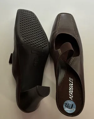 Brown leather backless Aerosoles heels. Sz 7.5. BNWT. Can be dressed up or down. thumbnail 1