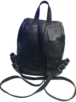 COACH Vintage All Leather legacy Black Backpack 9858 Women's Adjustable Straps thumbnail 3
