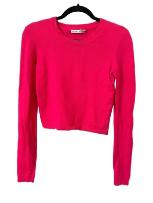 ALICE + OLIVIA Cashmere Blend Cropped Sweater Pink Small *Flaw* thumbnail 1
