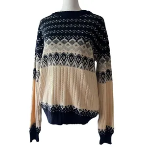 Vintage ‘90s KP Collection Ivory & Navy Fair Isle Pullover Unisex Sweater thumbnail 2