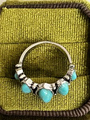 Boho/Chic Blue Turquoise Cluster DesignStainless Steel Silver Statement Ring S 6 thumbnail 3