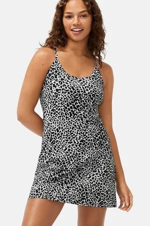 OUTDOOR VOICES‎ The Exercise Dress Snow Leopard Animal Print Tank Shorts X-Small thumbnail 1