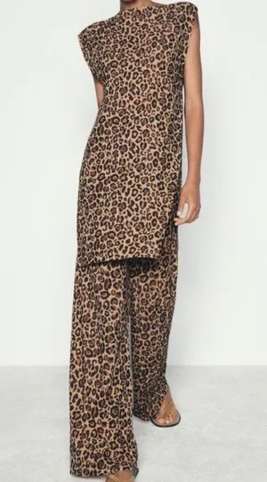 NWT Zara Leopard Print Pants Set with size Small thumbnail 1