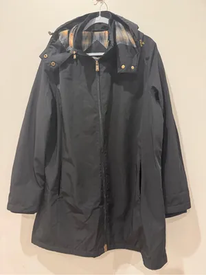 Pendleton Women's Full Zip Jacket Black Plaid Trench Rain Coat XL thumbnail 1