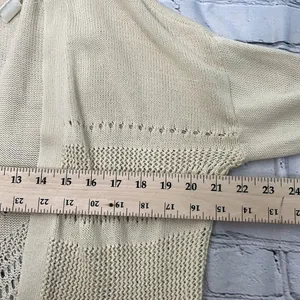 Wild Pearl Open Cardigan with fringe boho cotton crochet design Large cream thumbnail 13