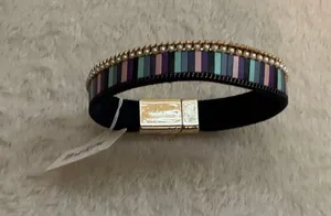 Colorful leather and Metal Bracelet thumbnail 1