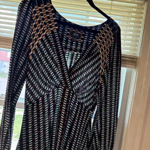 Maeve For Anthropologie Knee Length Dress Black Multi Color Long Sleeved Size 10 thumbnail 3
