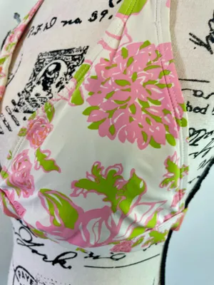 Lilly Pulitzer bikini Swimming top with push up hot pink Green Sz XS RN 88189 thumbnail 8