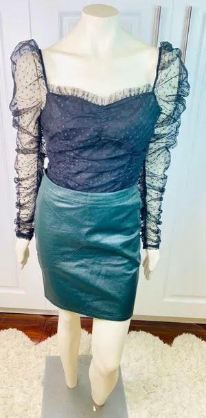 VICI Benefit Polka Dot Ruched Gathered Sleeve Mesh Tulle Top by Free the Roses thumbnail 21