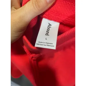 Abound Sweat Shorts Womens L Red Fleece Drawstring Raw‎ Hem Casual Athleisure thumbnail 3