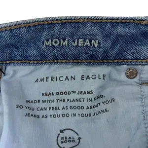 American Eagle Mom Jean Solid Denim Pants 90s High Rise Distressed Size 8 Long thumbnail 5