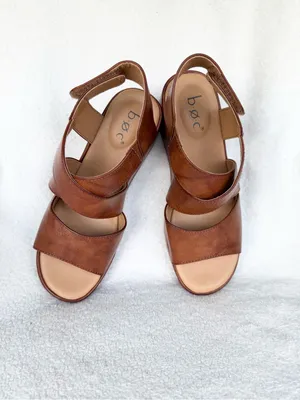 b.o.c. Women's Brown Leather Wedge Sandals - Comfortable Strappy Platform 7 thumbnail 3