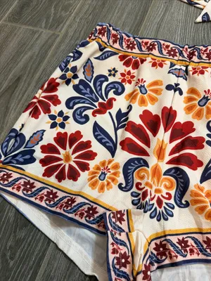 Shein High-Waist Floral Print Women's cropped bandeau shorts set Small NWOT thumbnail 2
